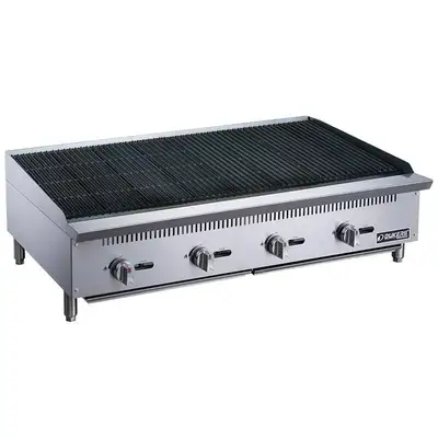 New | in-Stock Dukers New Dukers DCCB48 48 in. W Countertop Charbroiler Chargrill Grill 140,000 BTU Broilers Illinois US | Falcon Restaurant Supply #1376267