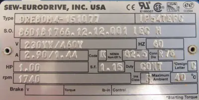 NEW SEW EURODRIVE R17DRE80M4-151077 GEARMOTOR 230/460V 10.15:1 DRE80M4-151077
