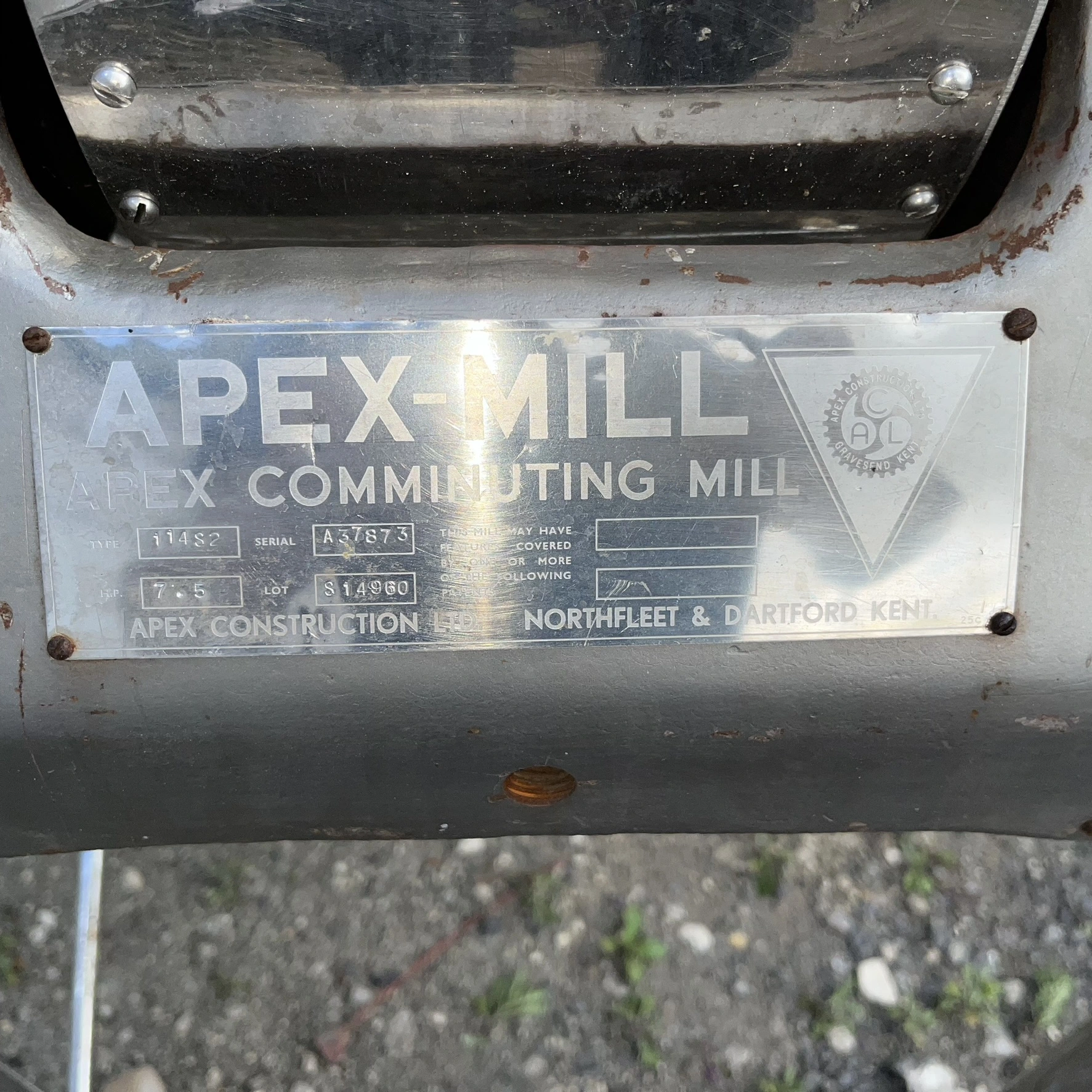 Apex-Mill S/S Comminuting Mill Type A37873; 7.5 Kw
