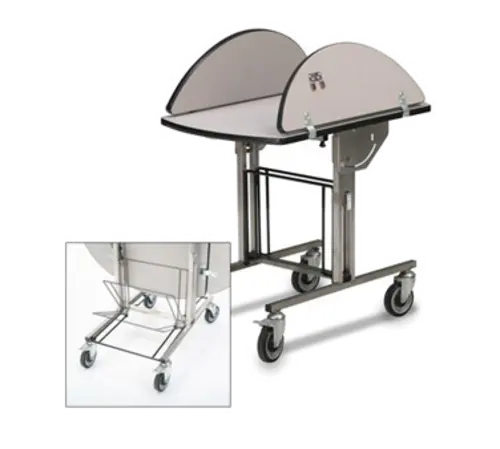 Forbes Industries Oval Room Service Table w/ (2) Tri Fold Drop Leaves - 36"L x 43 1/2"W, Laminate/Stainless Steel (4960-WDS)