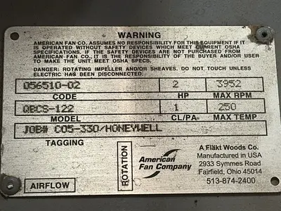Used AMERICAN FAN COMPANY QBCS122 Miscellaneous MRO Ohio US | HGR 24 #1503707