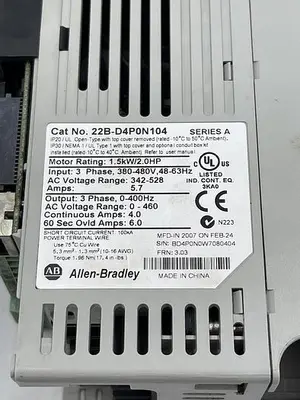 USED ALLEN-BRADLEY ALLEN-BRADLEY 22B-D4P0N104 SER A