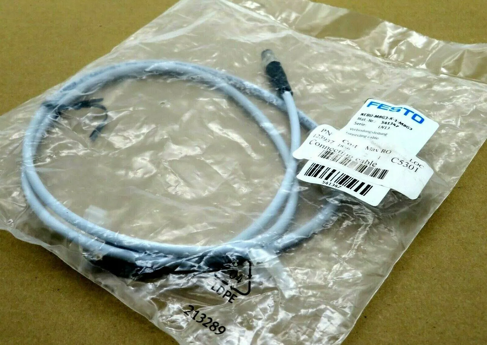NEW FESTO NEBU-M8G3-K-1-M8G3 CONNECTING CABLE NEBUM8G3K1M8G3