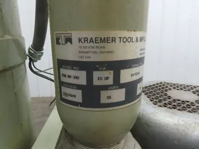 Kraemer KTM HV-300 Dust Collector High Vacuum 10Hp 230/460V 100" Vacuum