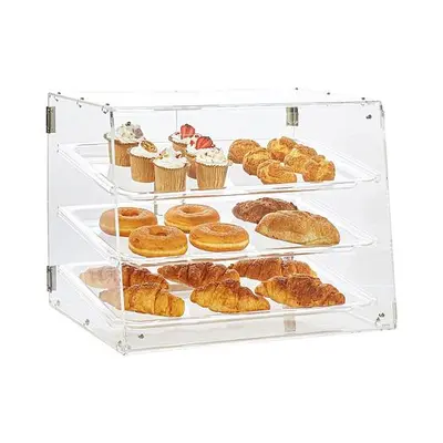 Pastry Display Case, 3-Tier Commercial Countertop Bakery Acrylic Display Case - 20.7" wide