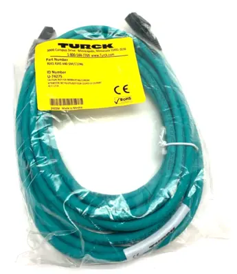 New | in-Stock Turck Double Ended Ethernet Cordset, RJ45 Ends, U-74275 PLC Ethernet Equipment Michigan US | Maverick Industrial Sales #1414329