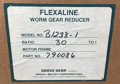 Grove Gear FLEXALINE B1238-1 (30:1) Worm Gear Reducer. 4F-28