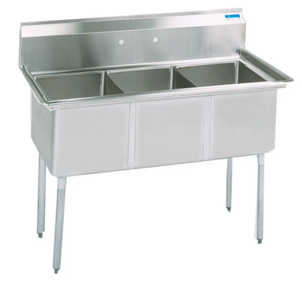 Compass Commercial Stainless Steel 3-Compartment Sink No DB 18 x 18 x 12