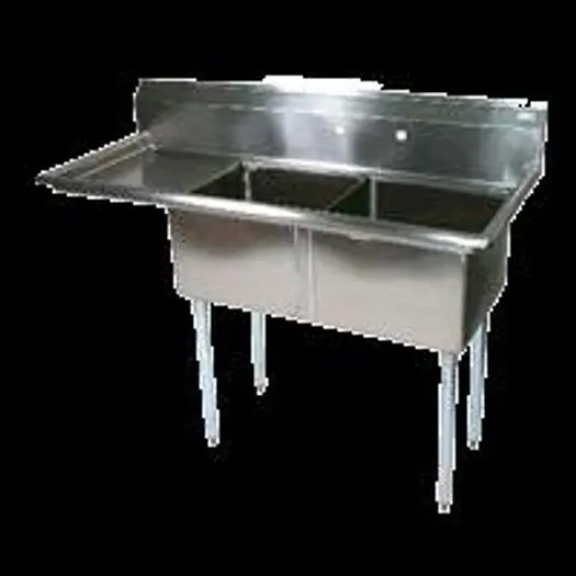 2 Compartment Prep Sinks 18" - left hand drainboard - with approval sitcker