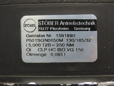 Stober P501SGN0050M 130/165/32 Inline Servo Gearhead 5:1 Gearbox Reducer 250Nm