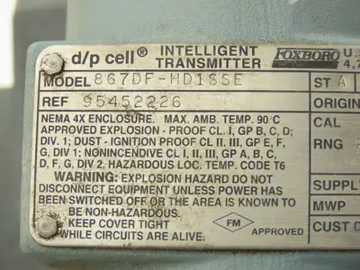 Foxboro 867DF-HD1SSE Intelligent Pressure Transmitter 12.5-42vdc 3" Flange