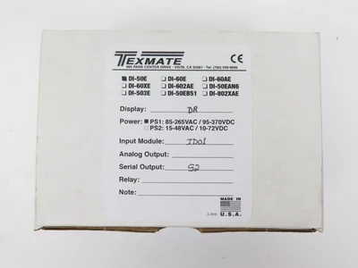 New | in-Stock Texmate DI-50E Meters - Misc California US | ANACAPA EQUIPMENT BROKERS, INC #1299960