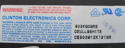 NEW CLINTON ELECTRONICS CE903M12K191GR CRT MONITOR 12" A665-000116-001 903KGCGRS