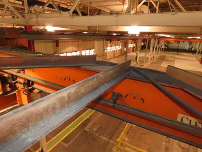Cleveland Tramrail P&H 11 Ton Double Girder Underhung Bridge Crane 34' 10" Span