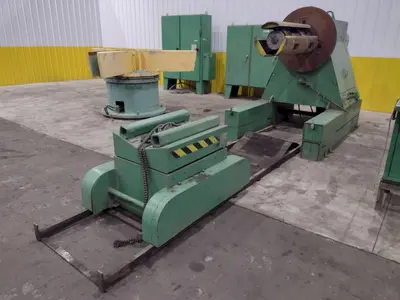 16 STAND X 4" x 36" WIDE R-PANEL ASC ROLLFORMER LINE WITH REEL & CUT OFF, BECK CONTROLS: STOCK #21176