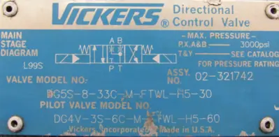 NEW VICKERS 02-321742 VALVE DG5S-8-33C-M-FTWL-H5-30 DG4V-3S-6C-M-FTWL-H5-60