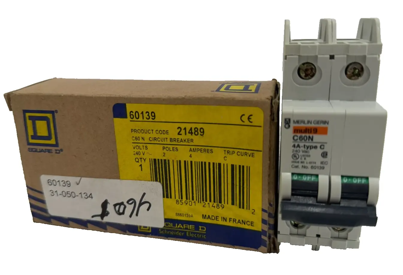NEW SQUARE D 60139 CIRCUIT BREAKER 240V 2 POLES C60N