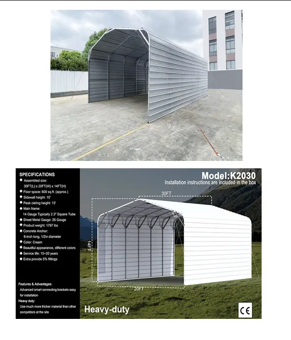 K2030 Unused 20 FT x 30FT Metal Garage