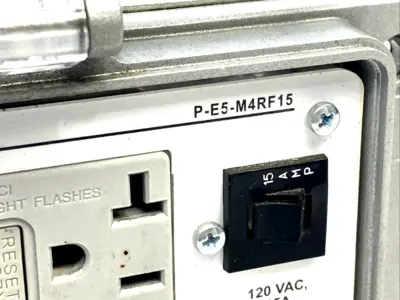 USED GRACE TECHNOLOGIES GFCI DUPLEX INSIDE-OUTLET; 15 AMP CIRCUIT BREAKER
