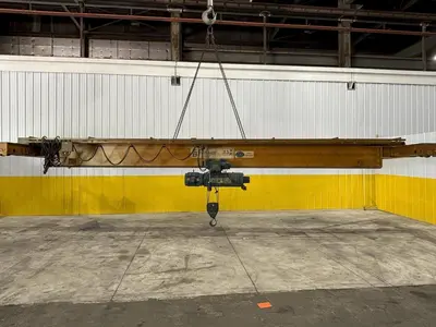 7.5 TON x 27'-4" MOVE HANDLING SYSTEMS SINGLE GIRDER BRIDGE CRANE W/ SHAW-BOX HOIST: STOCK #21010