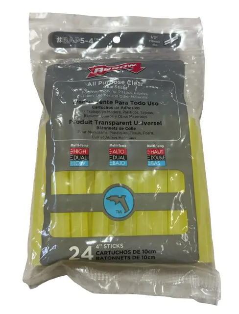 Arrow BAP5-4 All Purpose Mini Glue Sticks for Hot Glue Guns 4" x 1/2" 24 Pack