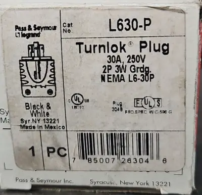 Pass & Seymour L630-P Yellow Turn Lock Twist Locking Plug 30A 250V loc4C2