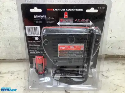 Lot of (1) Milwaukee M12 3/8” Right Angle Drill, (1) Milwaukee M12 1/4” Hex Impact Driver, and (1...