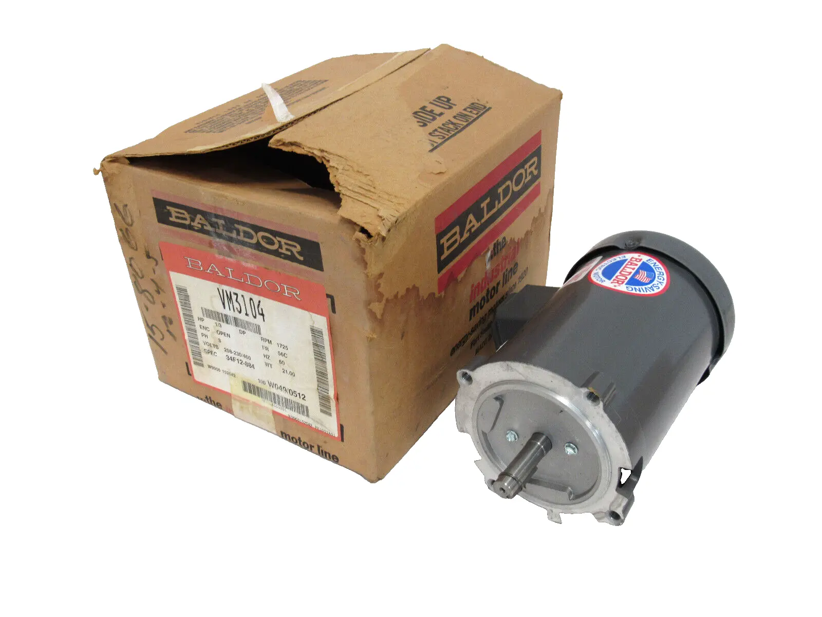 NEW BALDOR VM3104 MOTOR 1/3HP 1725RPM 208-230/460V 56C