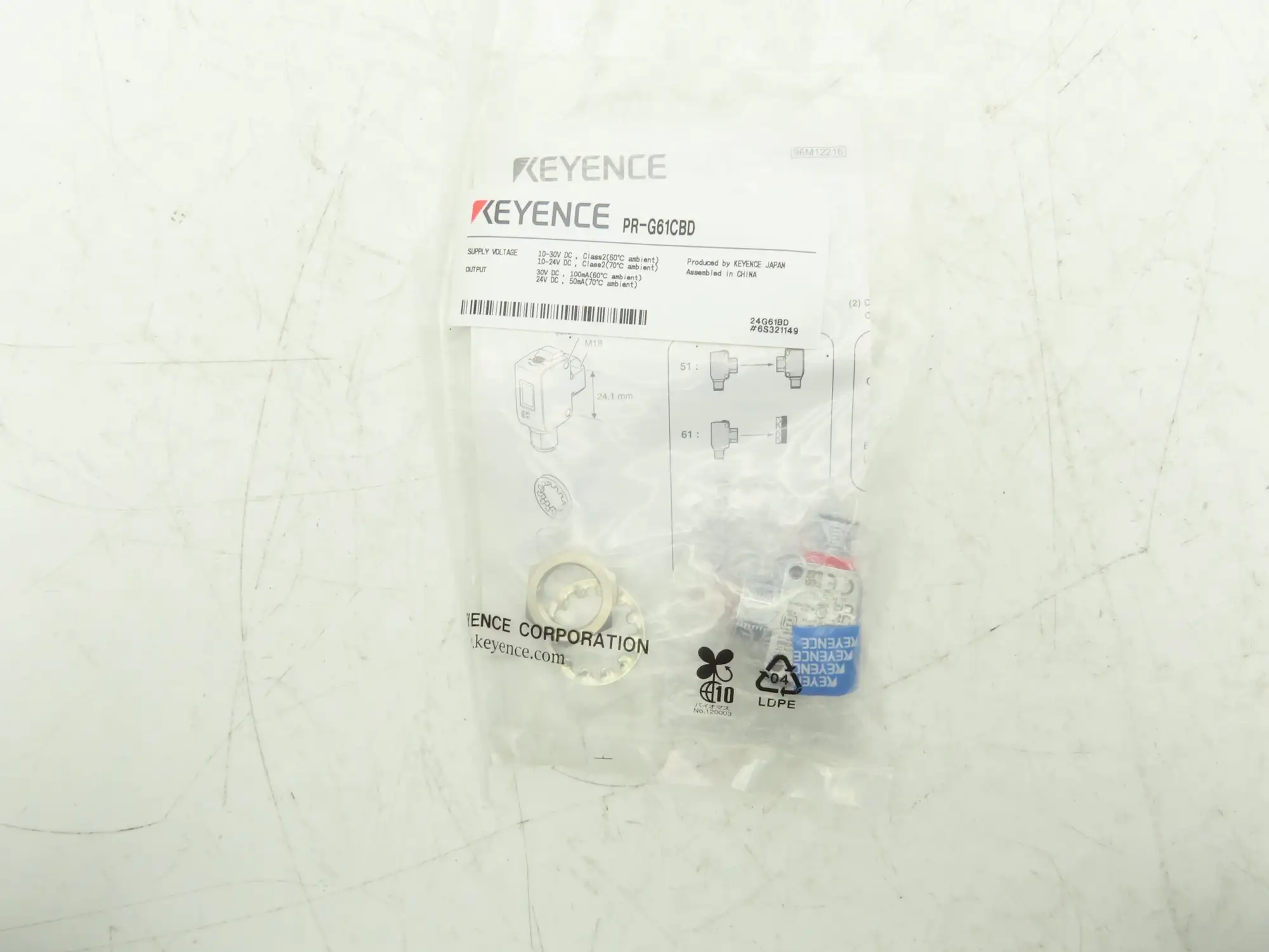 Keyence PR-G61CBD Photoelectric Sensor Retro-reflective M12 10-30VDC