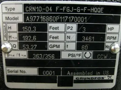 NEW Grundfos CR10-04 F-FGJ-G-F-HQQE