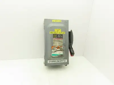 Square D HU362 Safety Disconnect Switch 60A 600VAC 3Pole Non Fused Ser F1