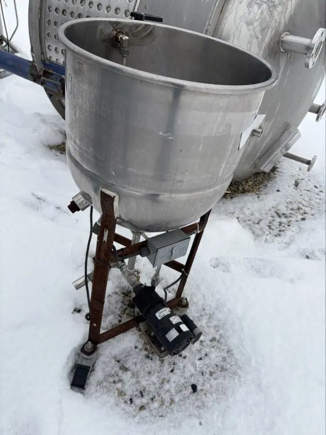 Used approximately 15 gallon Lee hemi bottom open top kettle