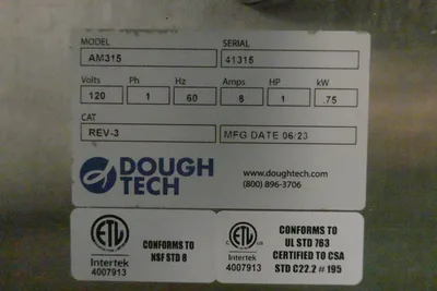 2023 DOUGH TECH HIGH VOLUME BREAD MOULDER MODEL AM315 (DOUGH CAPACITY 1-64oz)