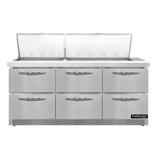 Continental SW72N27M-FB-D 72" Sandwich/salad Prep Table W/ Refrigerated Base, 115v