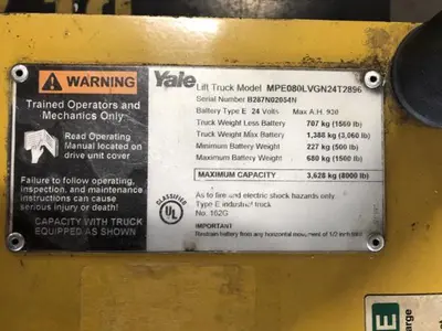 USED 2015 YALE MPE080LV