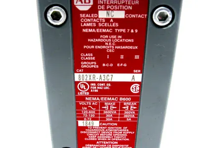 NEW ALLEN BRADLEY 802XR-A3C7 LIMIT SWITCH SERIES A 802XRA3C7