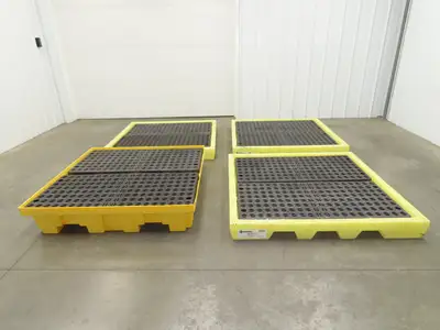 Enpac 5116-YE Spill Containment 4 Drum Platform 53x53" 6000lbs 40 Gal Lot of 4