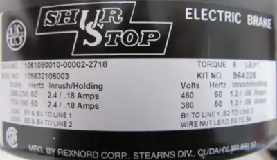 NEW REXNORD 105632106003 ELECTRIC MOTOR BRAKE 964226