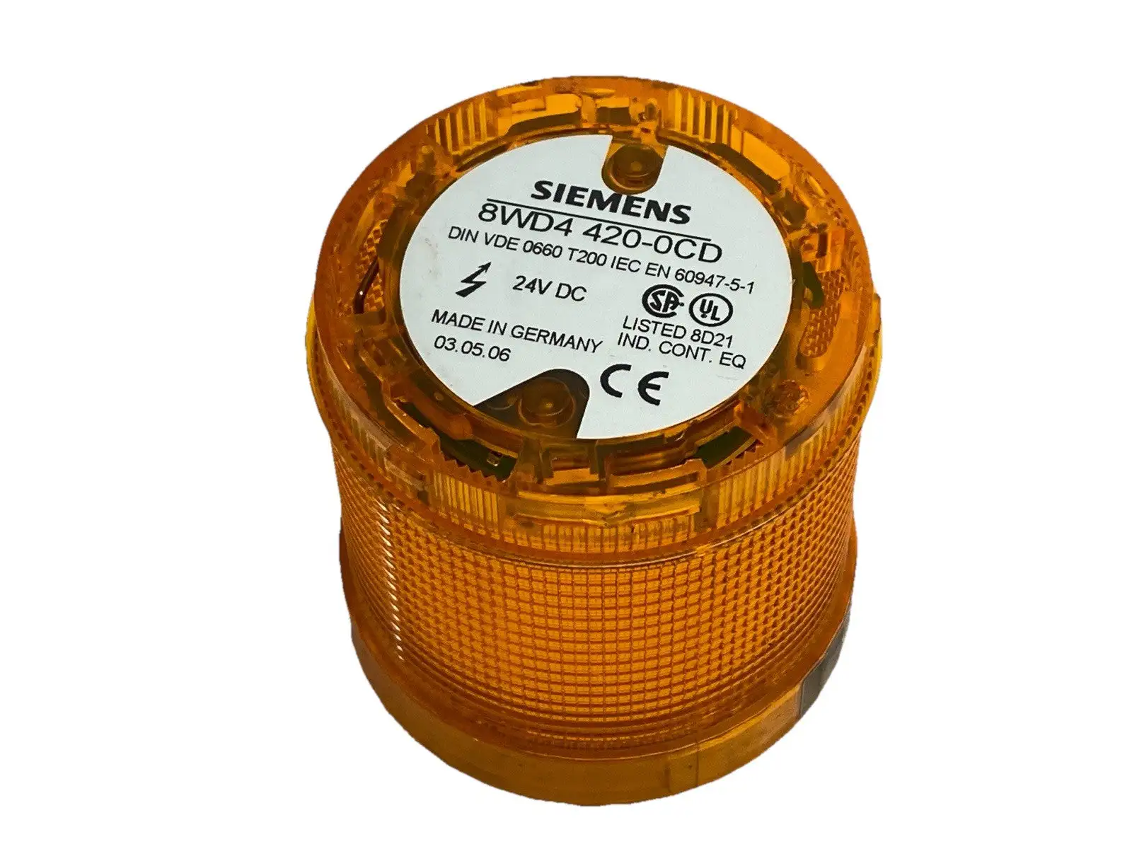 Used Siemens SIRIUS Single-Flash Light Element, Yellow/Amber 24VDC Light Source Equipment Michigan US | Maverick Industrial Sales #1402037