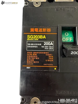 Used FUJI SG203BA 200A Circuit Breakers Kentucky US | Industrial Parts R Us Inc. #1183734