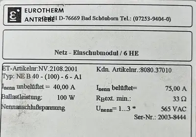 EUROTHERM NE B40-(100)-6-A1 Motor Drive. 3E-36