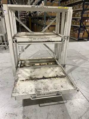 USED PROPER STORAGE SYSTEMS MANUAL ROLL OUT STORAGE DIE SHELVING