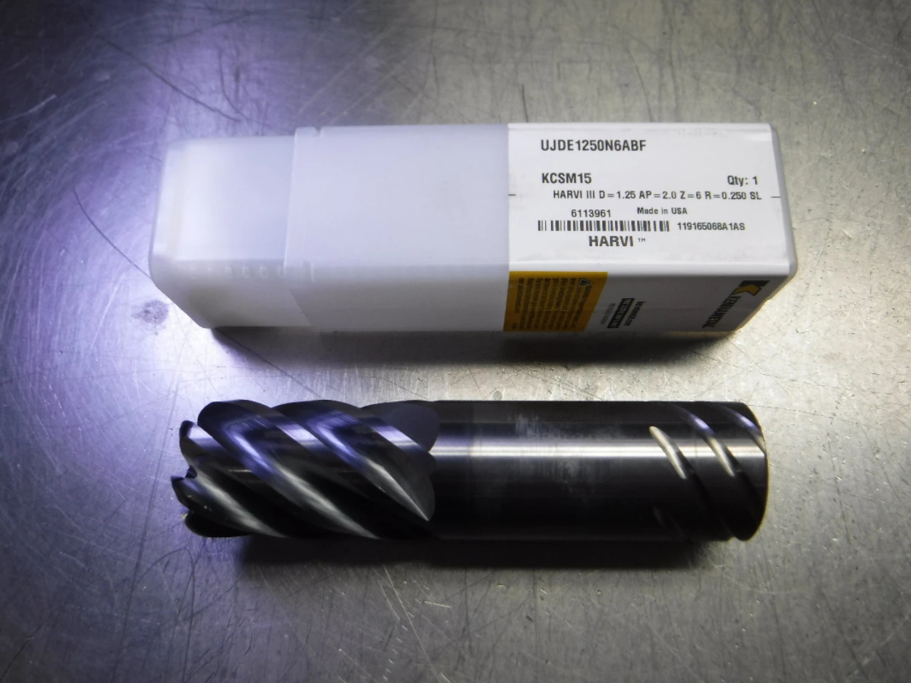Kennametal 1.250" 6 Flute Carbide Endmill UJDE1250N6ABF KCSM15 (LOC1698A)