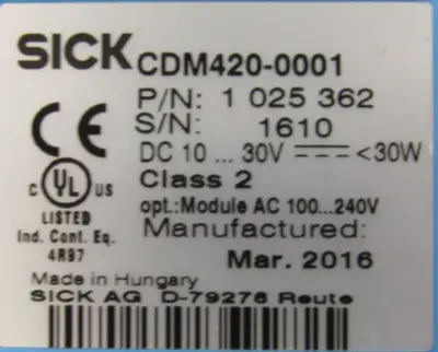 USED SICK RFH630-1102101 CODE READER CDM420-0001 CONNECTION MODULE 1-025-362