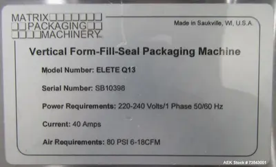 USED MATRIX PACKAGING ELETE QUAD Q13