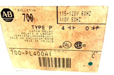 ALLEN BRADLEY 700-PL400A1 RELAY SER. C 700PL400A1 NEW,SURPLUS