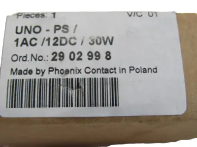 NEW PHOENIX CONTACT UNO-PS/1AC/12DC/ 30W POWER SUPPLY 2902998 UNOPS1AC12DC30W
