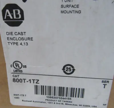 ALLEN BRADLEY 800T-1TZ DIE CAST ENCLOSURE 800T1TZ SERIES T NEW, SURPLUS