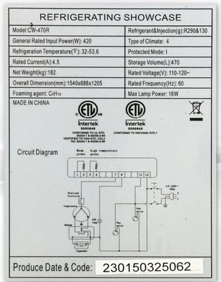171-0031 60” Self Contained Full Service Bakery Display Cooler