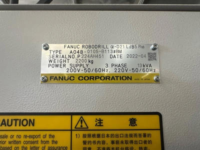 2022 FANUC ROBODRILL A-D21LiB5 Plus MACHINING CENTERS, VERT., N/C & CNC | Wheeler Machinery Sales (8)